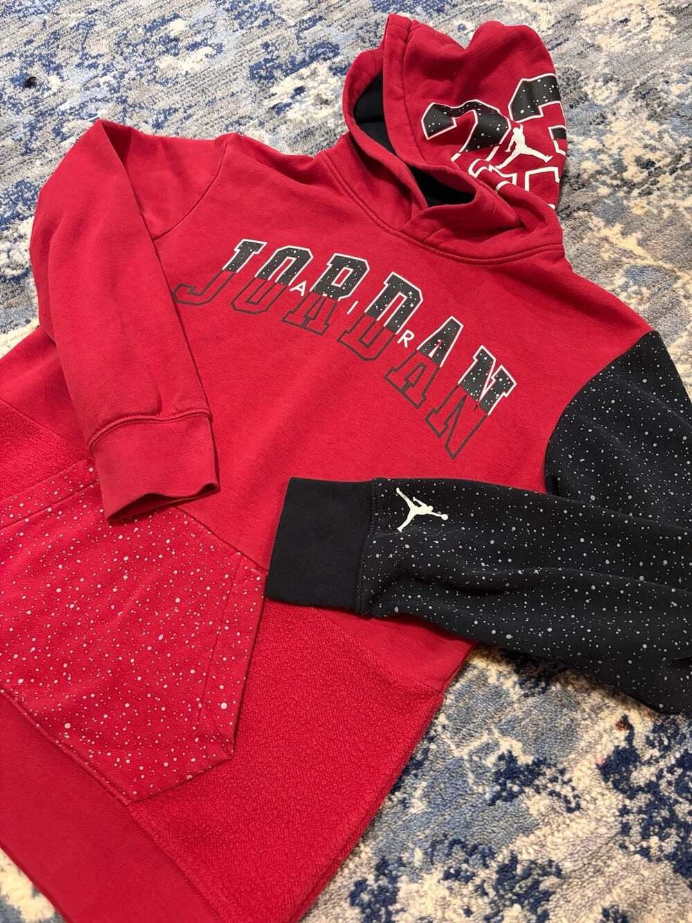 Jordan Jumpman Air Speckled Logo Pullover Fleece Hoodie Red